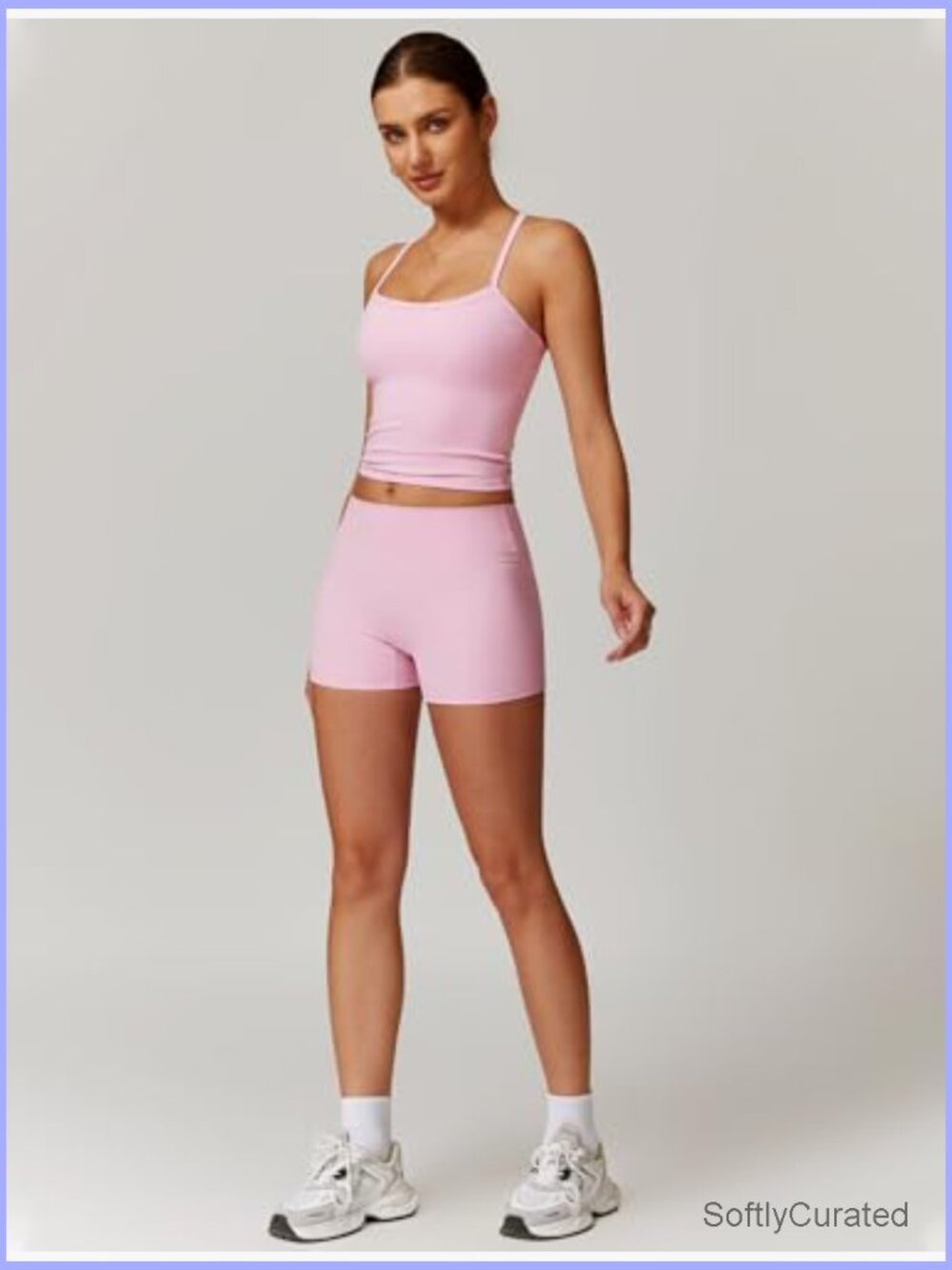 Two Piece Workout Set Tank Top High Waist Shorts Gym Yoga Activewear - Picture 5 of 7